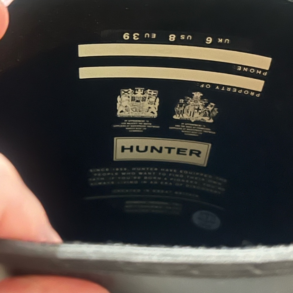 Hunter Black High Rubber Rain Boots with Red Logo - Picture 4 of 4